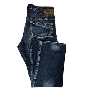 Silver Jeans Gordie Mens 34x32 Blue Denim Jeans Straight EUC